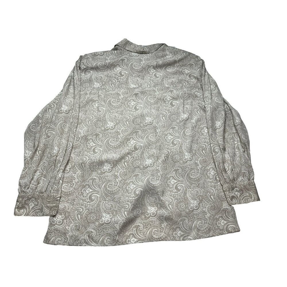 Liz Claiborne Collection Cream With Brown Paisley Pattern Button Down Size 10 - Picture 2 of 12